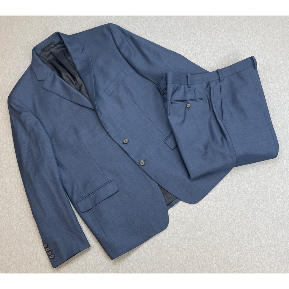Lauren Ralph Lauren Suit Mens 44R Blue 100% Wool 2-Button Pants 38 x 29 - 2 Pcs